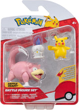 Pokémon PKW3057 Zestaw figurek bojowych-Piepi, Tanhel, Lauchzelot Figurki Naty Shop Lichtel, Pikachu, Phlegmon