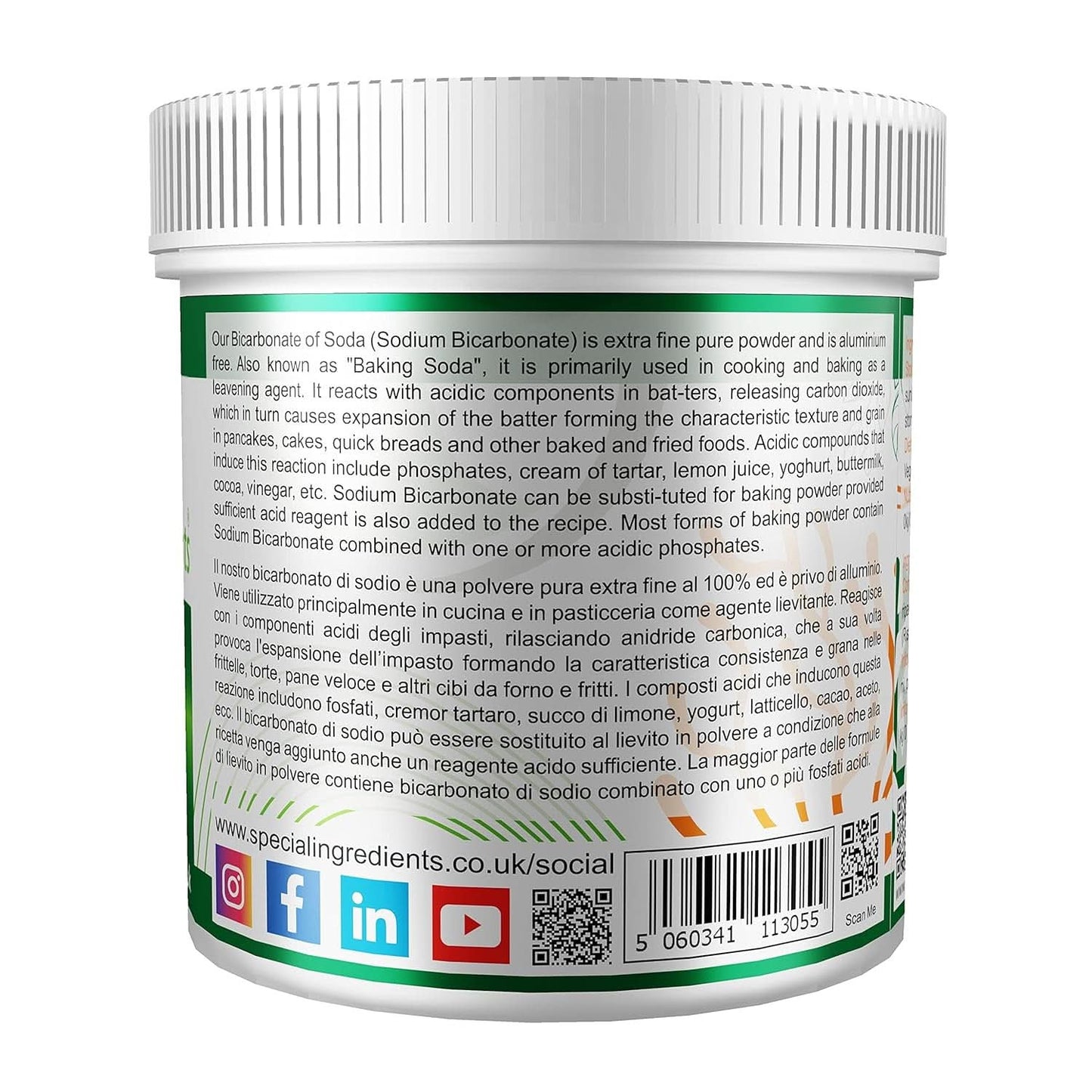 Specjalne składniki Natriumbikarbonat - Premium Qualität Extra Fine Powder, wegańskie, Gvo-Frei, Glutenfrei - Recycelbarer Behälter Kitchen Naty Shop