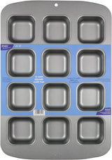 CSB106 Quadratische Antihaftbeschichtete Backform Mit 12 Minilöchern Aus Karbonstahl, Edelstahl, Silver, 37,3 X 26,1 X 3,1 Cm Formy i blachy do pieczenia Naty Shop