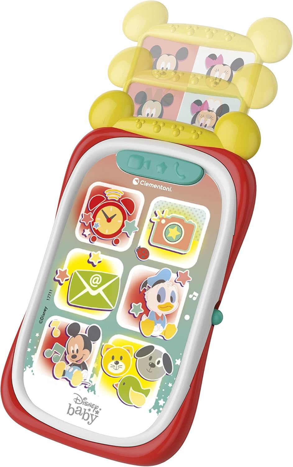Clementoni 17711 Disney Baby Baby Mickey Smartphone, Dziecięcy telefon komórkowy z efektami świetlnymi i dźwiękowymi, Interaktywna zabawka dla dzieci 9-36 miesięcy, M, Wielokolorowe Bebe Toys Naty Shop