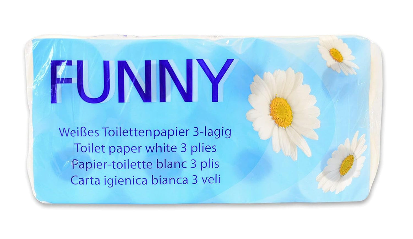 Zabawny papier toaletowy AG-014, 3 warstwy, 250 arkuszy, 9,5 cm x 11 cm, biały, opakowanie jednostkowe 8 rolek