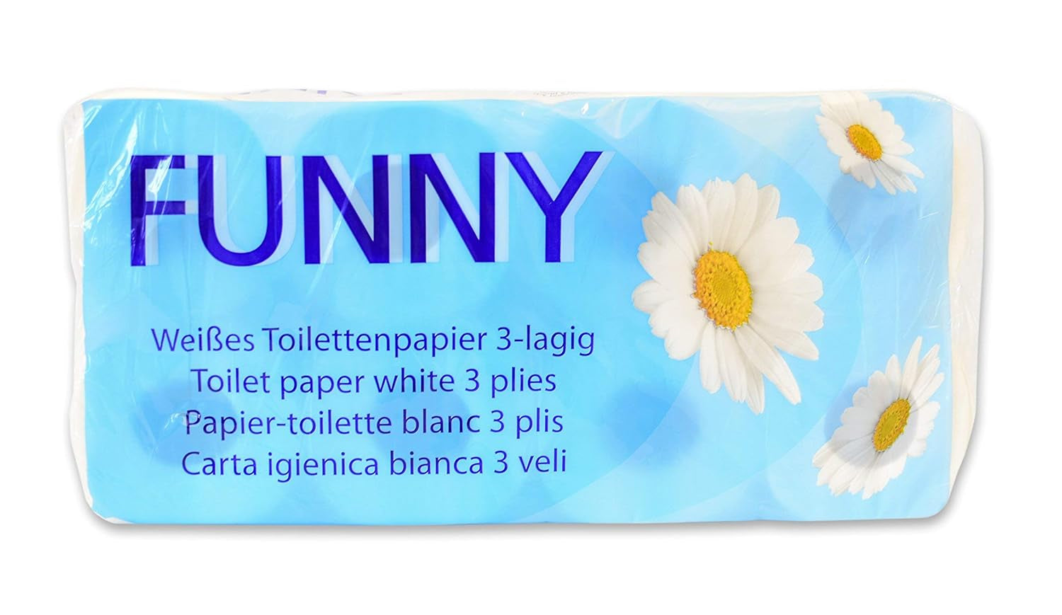 Zabawny papier toaletowy AG-014, 3 warstwy, 250 arkuszy, 9,5 cm x 11 cm, biały, opakowanie jednostkowe 8 rolek