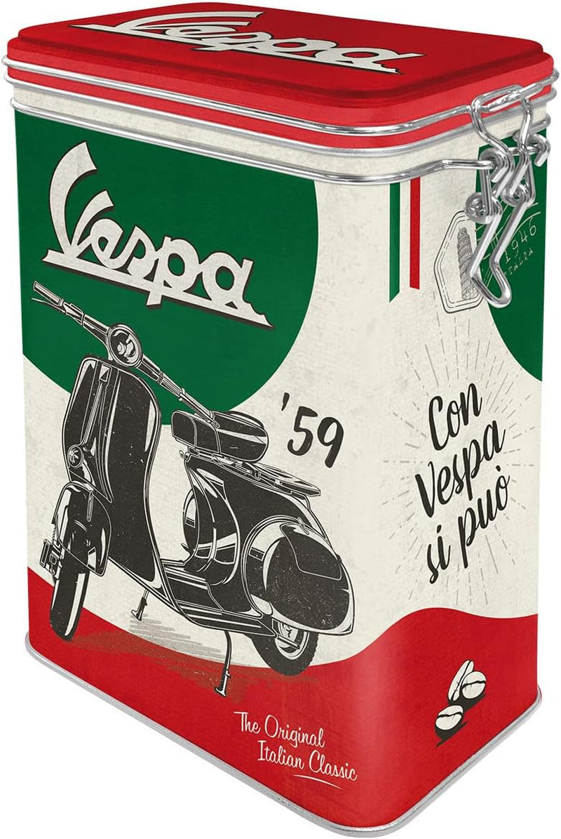 Nostalgic-Art Retro Pudełko na kawę, 1,3 l, Vespa - Italian Classic - Pomysł na prezent dla fanów skuterów, oryginalny licencjonowany produkt (OLP), Dekoracja warsztatu Vintage Design, Dekoracja warsztatu Vintage Design Pudełka do przechowywania żywności Sklep Naty Domyślny tytuł