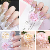 6 pudełek 3D Flower Nagelkunst Charms, akrylowy kwiat Nagel Strass Mit Gold i Silberperlen Ozdoben, Nagel Edelsteine, Nagel Zubehör Für Mädchen, Frauen, DIY Nageldesign, Basteldekoration…