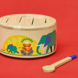 Janod - Gioia Drum - Drewniany bęben FSC + bęben - Odgrywanie ról i wczesna edukacja muzyczna - Akwarela - Od 18 miesiąca, J07650 Bebe Toys Naty Shop