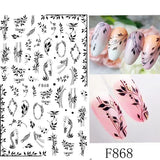 JMEOWIO Nagelsticker Blumen 10 Blatt Nagelaufkleber Selbstklebend Czarny biały kwiat Nail Art Naklejka Dekoracja Nageldesign Zubehör