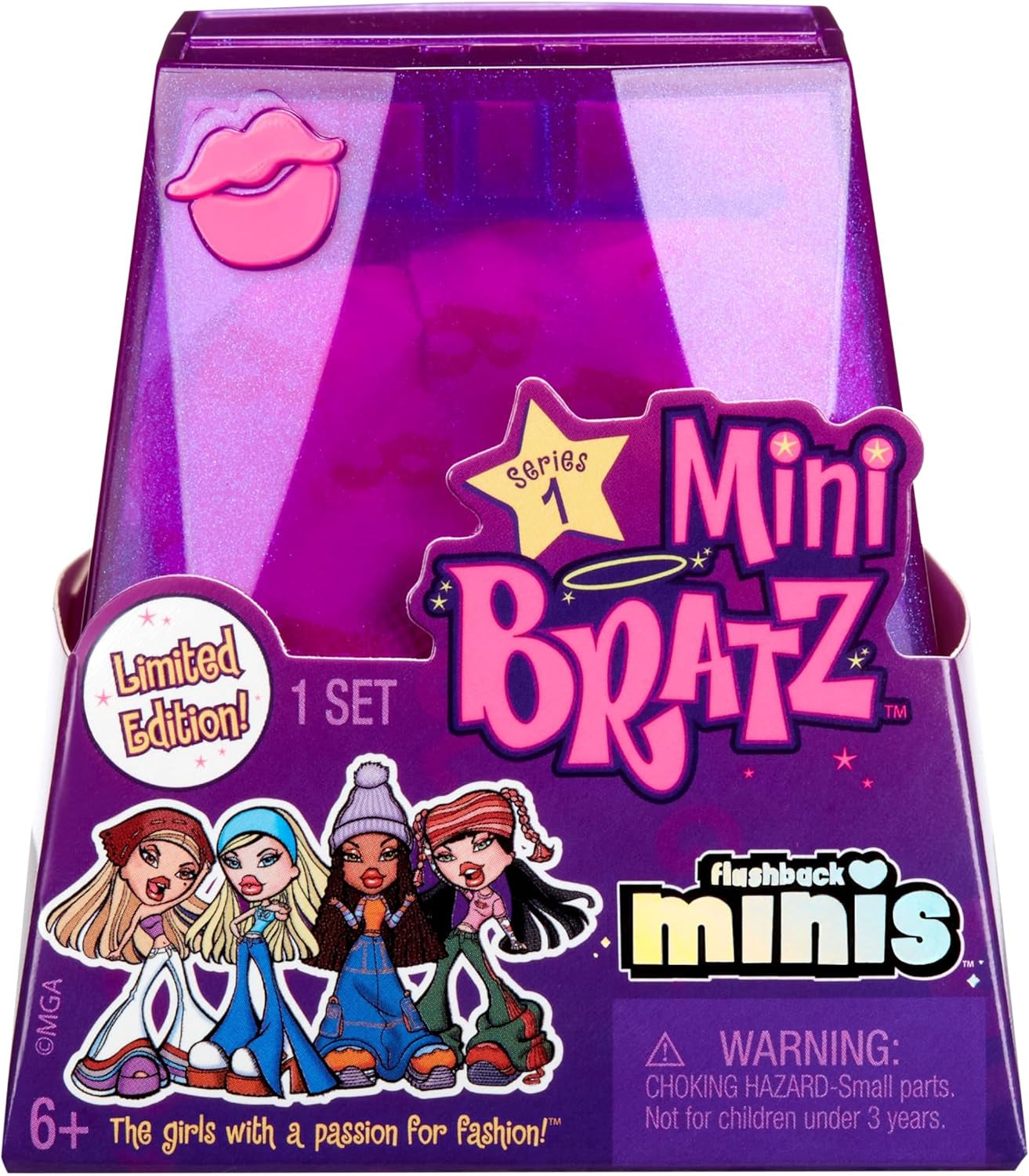 Lalki Bratz Miniverse MGA's Y2K Nostalgia Flashback Minis z limitowanej edycji - PAKIET NIESPODZIANKI - 2 mini lalki Bratz i gablota - świetny prezent dla dzieci i kolekcjonerów 6+
