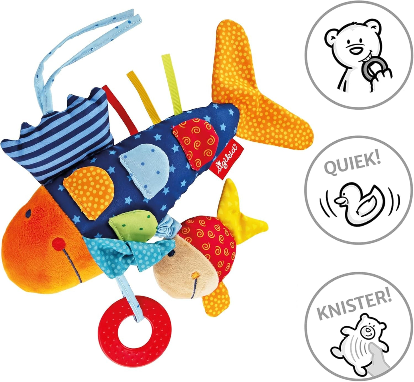 SIGIKID 40104 Aktywna rybka Baby Activity PlayQ Zabawka dla dzieci dla dziewczynek i chłopców polecana od 3 miesiąca wielokolorowy Baby Toys Naty Shop