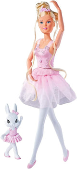 Simba 105733603 - Steffi Love Dancing Ballerina, Steffi jako lalka baletnicy z przyjacielem-zwierzęciem i obrotową spódniczką, lalka do zabawy 29 cm, od 3 lat