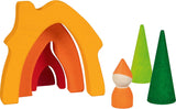 Goki 58427 - Domek karłowaty - Goki Evolution - Wykonany z wysokiej jakości drewna klonowego - 7 części - Kolorowe farby na bazie wody - Made in Europe Domki dla lalek Naty Shop