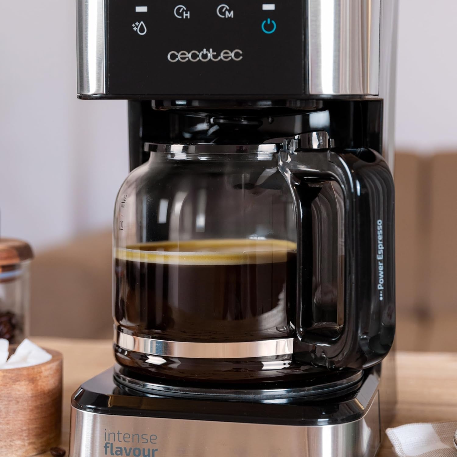 Espresso z filtrem Cecotec Coffee 66 Drop and Touch, moc 950 W, 1,5 L, 12 filiżanek, ekran dotykowy, szklana karafka, timer 24-godzinny, 6 przełączników, filtr siatkowy wielokrotnego użytku