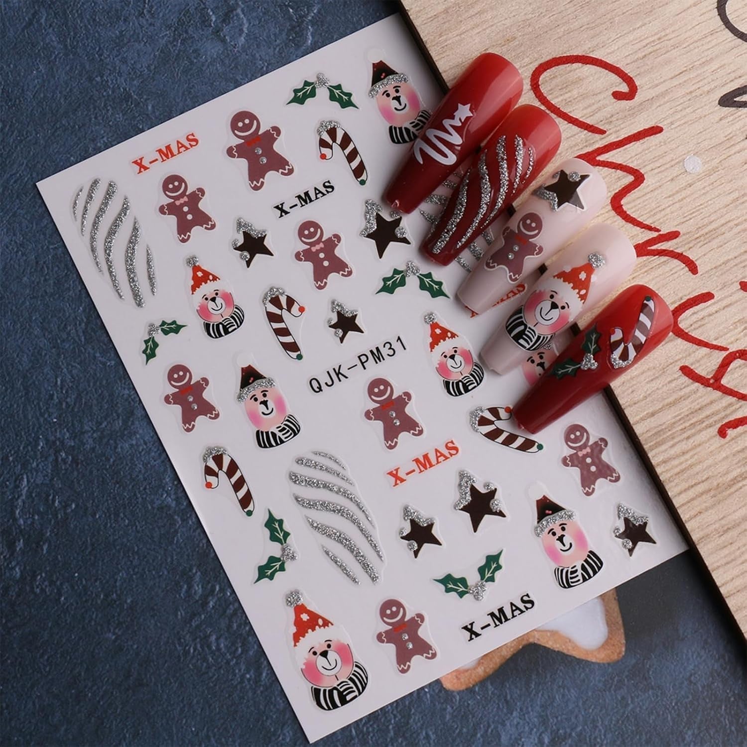 JMEOWIO Nagelsticker Glitzer Weihnachten 10 Blatt Nail Art Naklejka Selbstklebend Nagelaufkleber Schneeflocken Zimowa dekoracja Nageldesign Zubehör