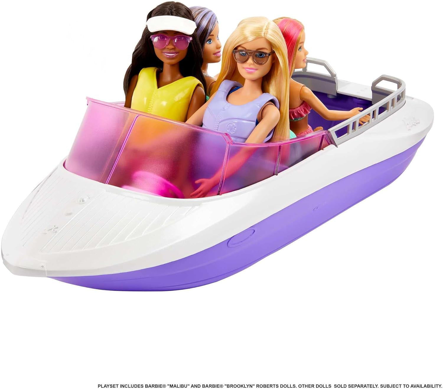 Barbie HHG60 – łódź motorowa syrena z 2 lalkami (blondynka/brunetka) i różnymi akcesoriami, zabawka dla dzieci w wieku od 3 lat