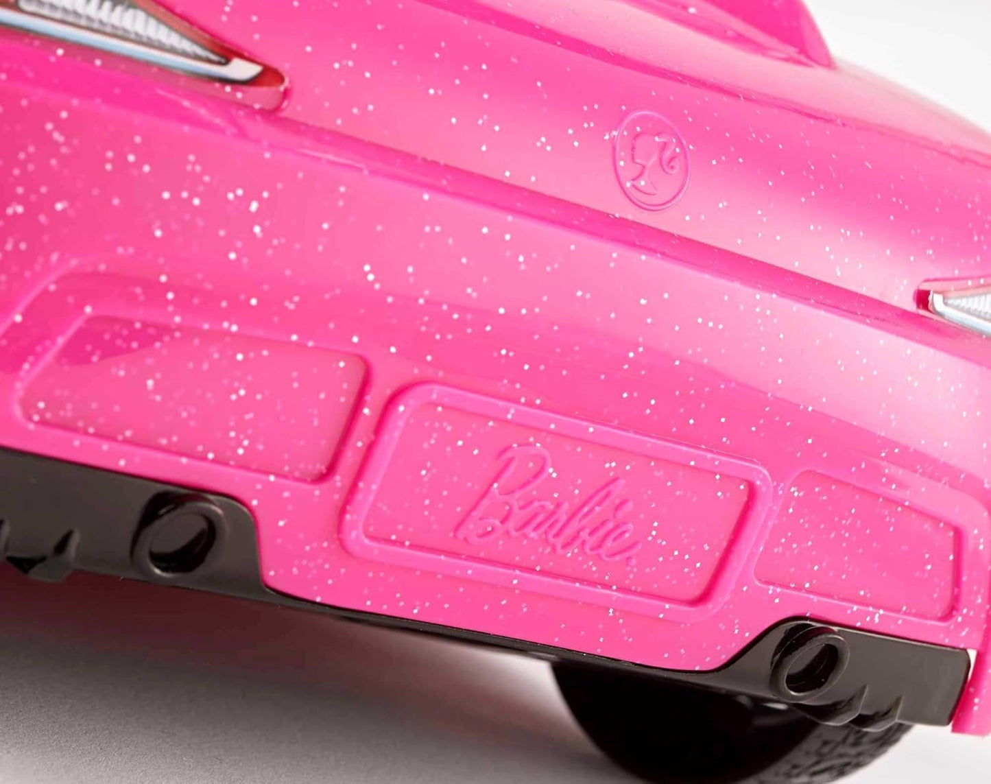 Lalka Barbie i różowy brokatowy kabriolet, realistyczne opony, logo, zabawka dla dzieci w wieku od 3 lat, DJR55