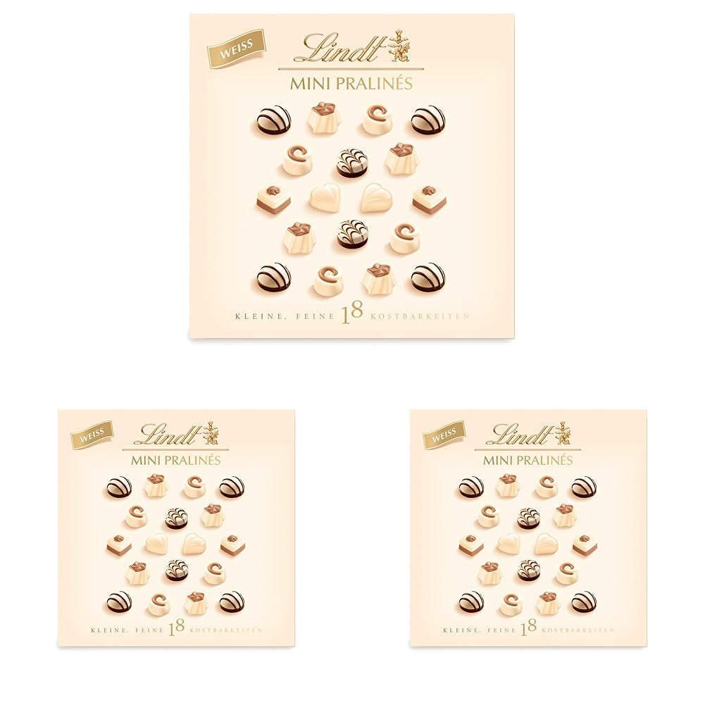 Czekolada - Mini Białe Pralinki | 90 g | Pudełko z 18 pralinami w 6 pysznych asortymentach | Prezent czekoladowy | Prezent czekoladowy (zestaw 3 sztuk)