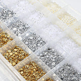 GZMAYUEN 920 szt. Złoto srebro Flatback Perlen Für Nägel, Halbrunde Weiße Beige Nail Perlen, Kleine Halbrunde Flatback Perlen Für DIY Nail Art Decor