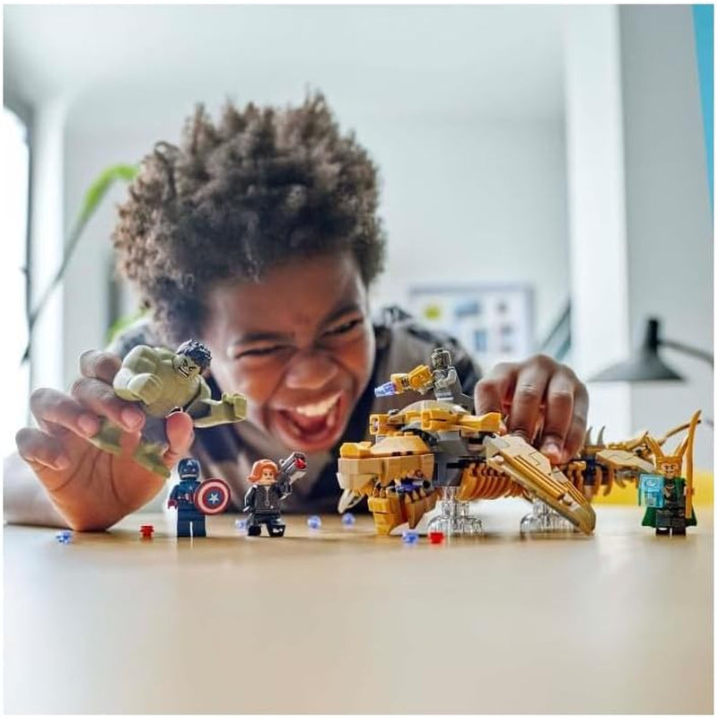 LEGO Marvel Avengers kontra. Zestaw zabawkowy Lewiatan z Hulkem i Kapitanem Ameryką, Lokim, Czarną Wdową i Chitauri Minifigurki Zestaw Avengers dla chłopców i dziewcząt w wieku 7+ 76290 Zestawy do budowania Besuche w sklepie LEGO