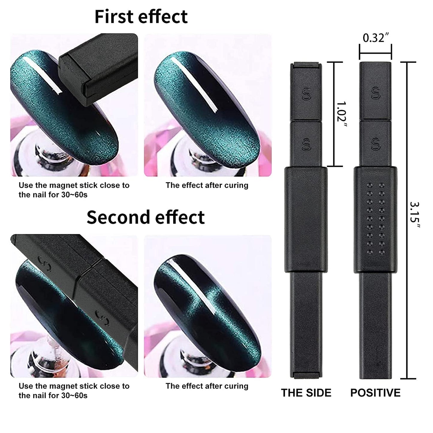 Nail Art Werkzeug Magnetstift, 10 Stück Nagel Magnet Stick Zestaw narzędzi, Nagel Magnet Stift i Starker Magnes Stock Punktierungsstifte dla majsterkowiczów 3D Magnetics Katzenauge UV Gel Polnisch Nagel Kunst