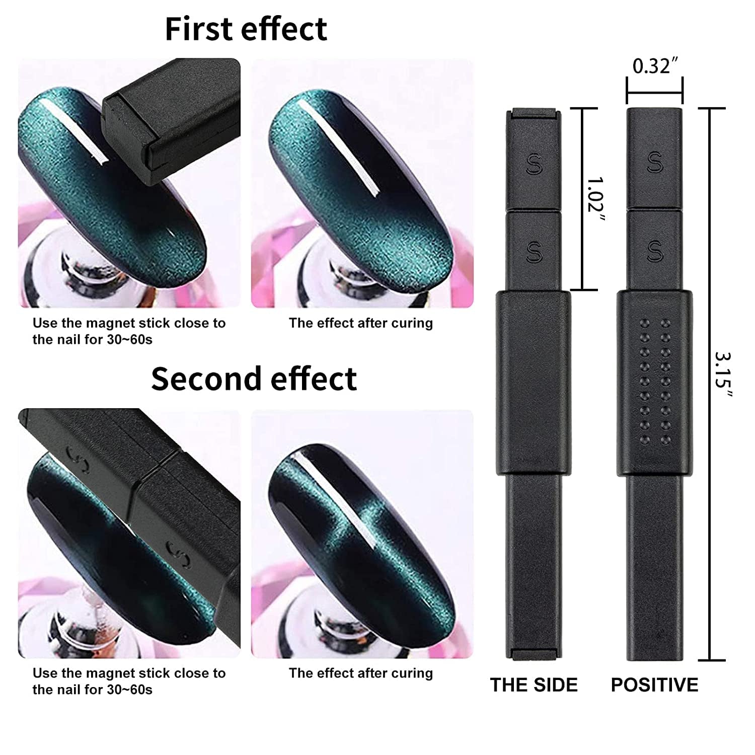 Nail Art Werkzeug Magnetstift, 10 Stück Nagel Magnet Stick Zestaw narzędzi, Nagel Magnet Stift i Starker Magnes Stock Punktierungsstifte dla majsterkowiczów 3D Magnetics Katzenauge UV Gel Polnisch Nagel Kunst