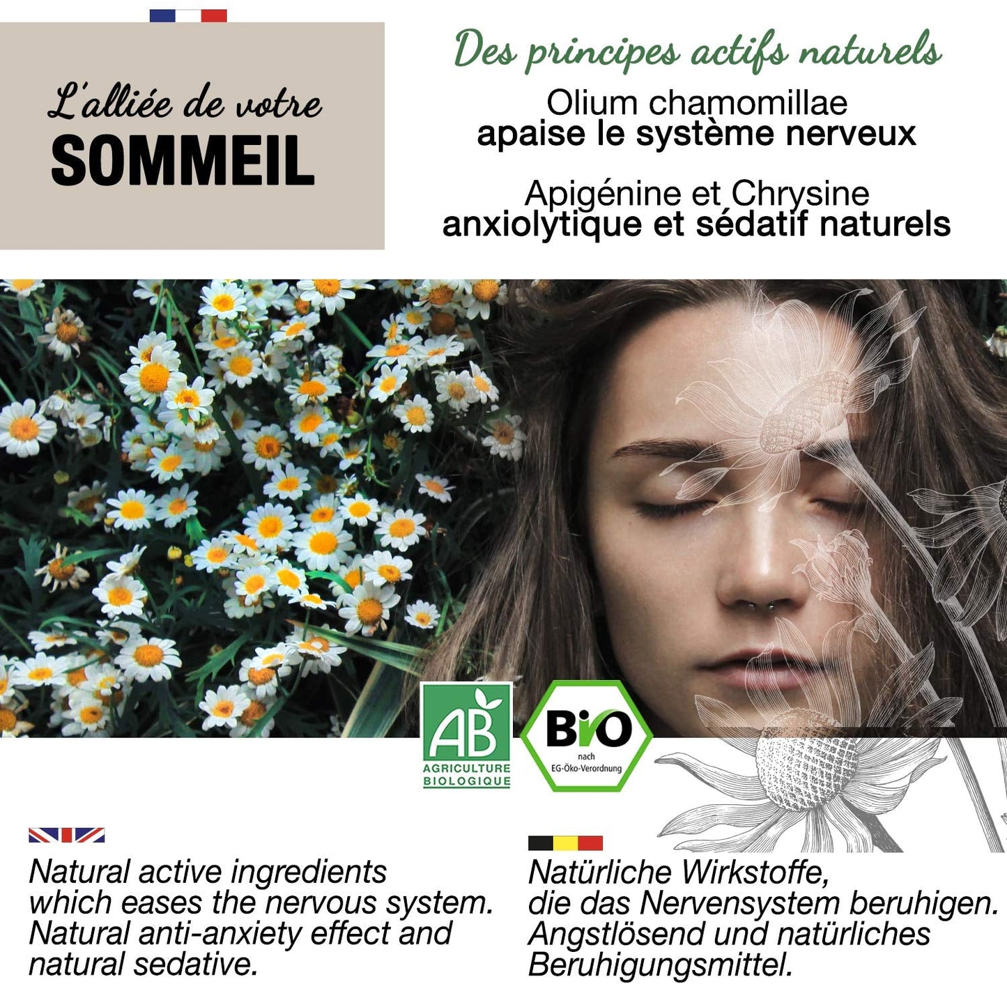 ORIGEENS Ekologiczna herbata kwiatowa z rumianku z Europy, 100 g | Herbata liściasta, organiczna herbata na sen i trawienie | Rumianek Niemiecki | Certyfikowane i pakowane w Niemczech