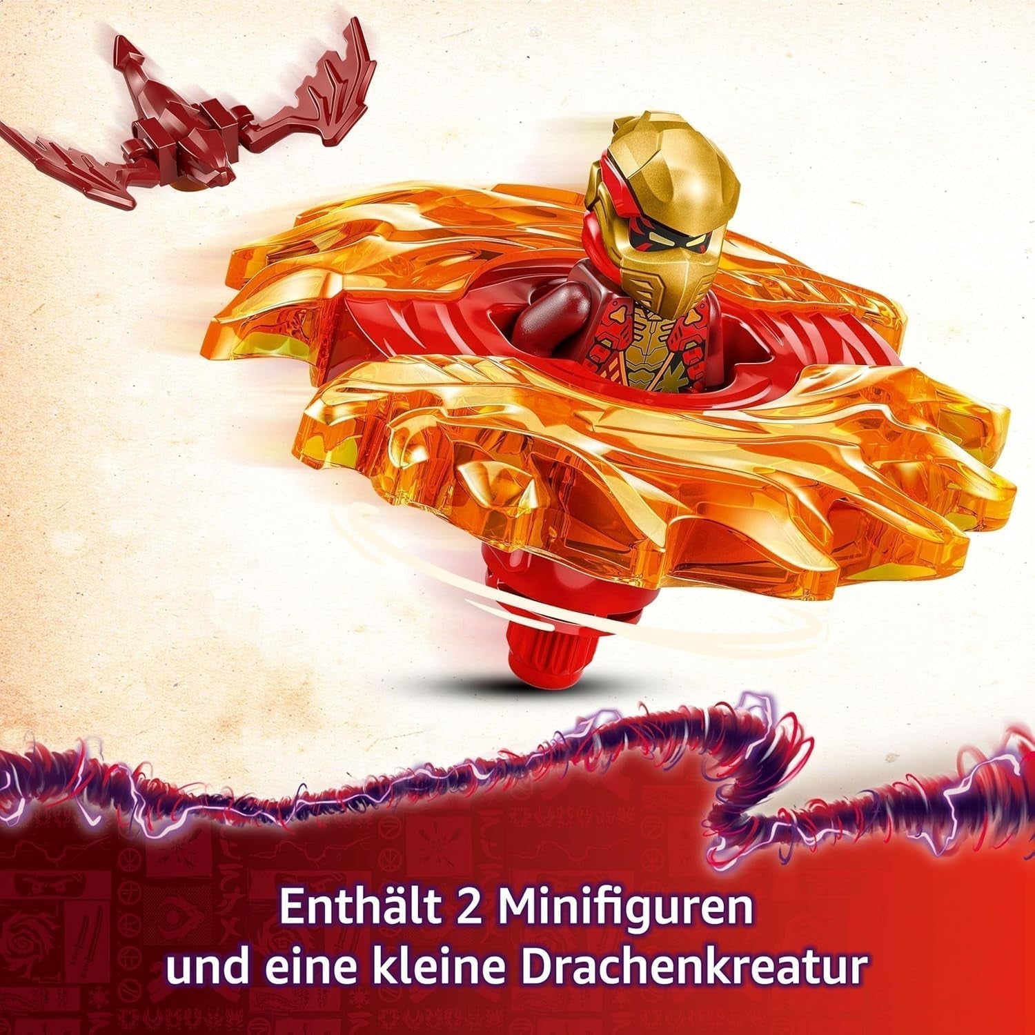 LEGO NINJAGO Smok Kaia Spinjitzu Spinner — zabawka ninja z dwiema minifigurkami — mały zestaw dla dzieci — pomysł na prezent dla chłopców i dziewcząt w wieku od 6 lat 71823 Zestawy do budowania Besuche den LEGO-Store