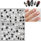 JMEOWIO Nagelsticker Halloween 8 Blatt Nail Art Naklejka Selbstklebend Nagelaufkleber Totenkopf Horror Geist Hexe Spinnennetz Fledermaus Kürbis Spukdekoration Nageldesign Zubehör