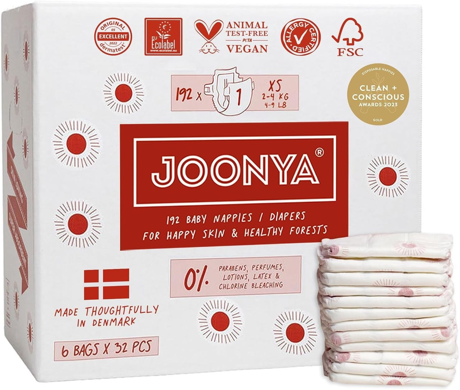 Pieluchy dziecięce rozmiar 3M (4-8 kg) - 1 worek 28 szt. - Nie zawierają szkodliwych substancji, są przyjazne dla środowiska, bardzo chłonne, nadają się do stosowania na noc, ultracienkie i miękkie - Wyprodukowano w Danii