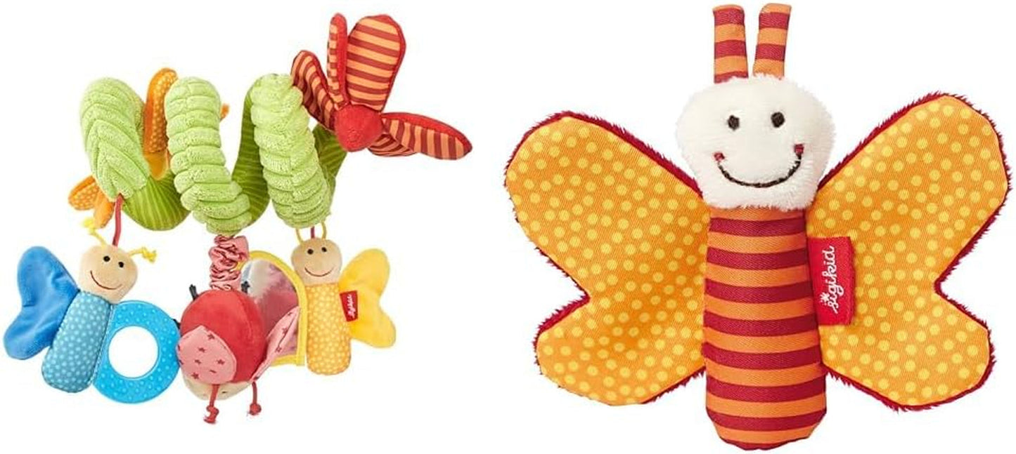 SIGIKID 42249 Aktywny motylek spiralny Baby Activity On Tour polecane dziewczętom zabawka dla dziecka od urodzenia Multicolor Toys Bebe Naty Shop Pakiet z zabawką dla dziecka 41181 Multicolor