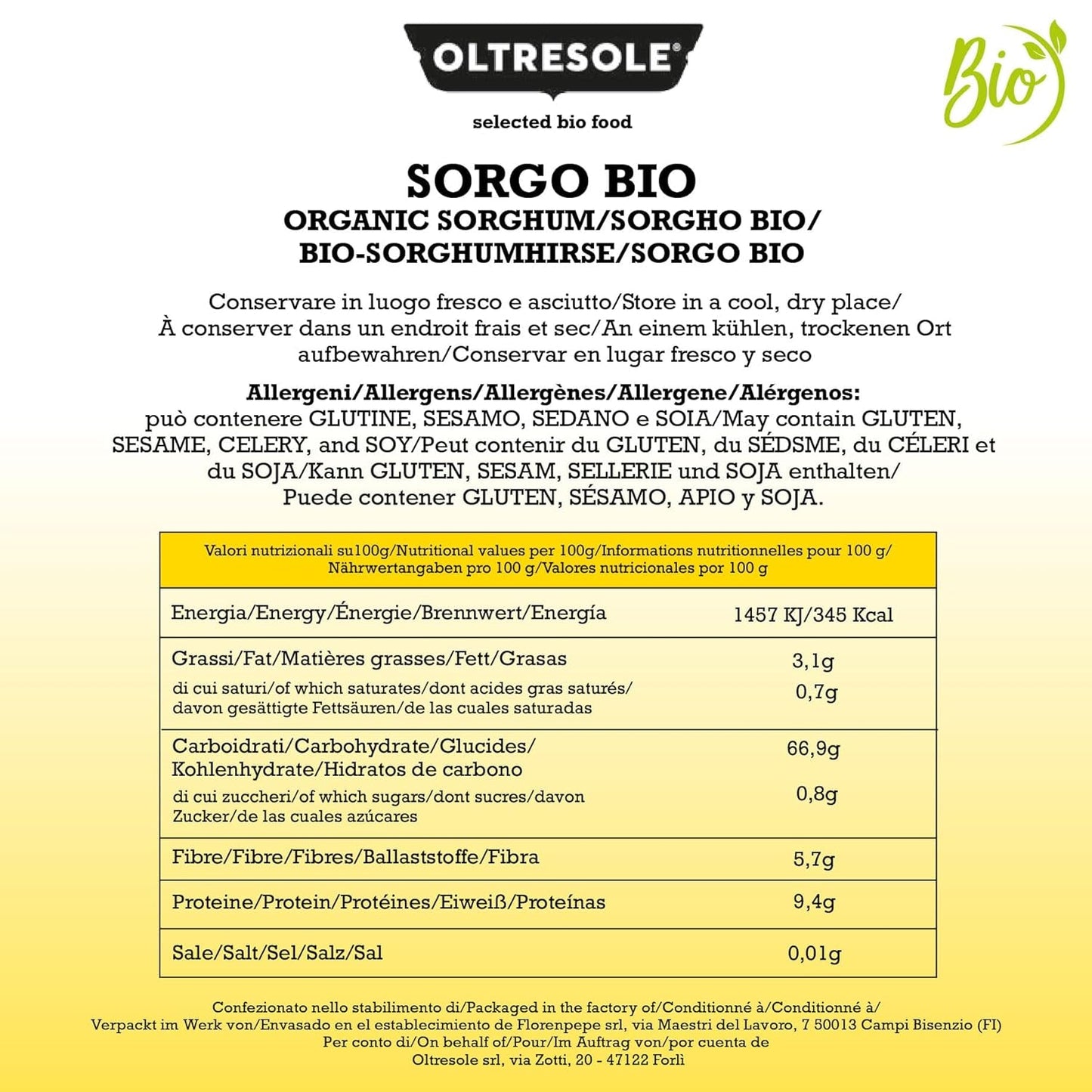 Organiczne sorgo białe, 1 kg, łuskane, surowe ziarno, uprawiane metodami ekologicznymi we Włoszech, idealne opakowanie dla rodziny
