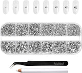 Beadsland 2500 szt. Glas Nailart Strasssteine ​​​​Kristall Flatback Edelsteine ​​​​Runde, ​​Für Handwerk Gemischt 8 Größen SS4 ~ SS30 Mit Picking Pinzette Und Stift (Kristall Weiss)