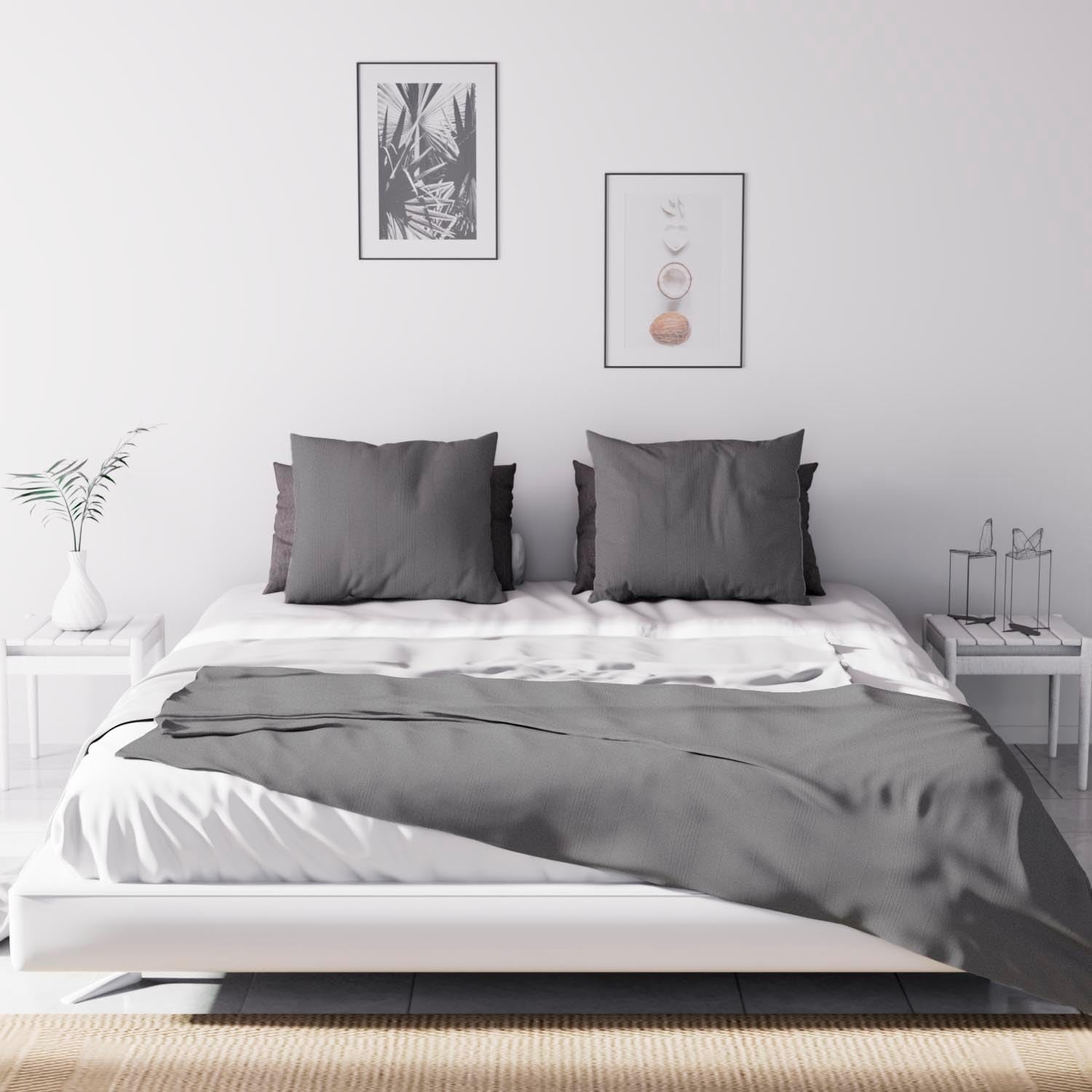 Soleil D'Ocre Adele, Zygzak, Zrzucony z sofy, Polycoton, Szary, 220 X 240 Cm Kołdry i kołdry Naty Shop