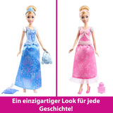 Mattel Disney Princess Toys Modna lalka Kopciuszek z 2 strojami, 9 akcesoriami, 2 topami z klipsami i 2 spódniczkami. Historie 2 w 1 inspirowane filmem Disneya JCR95