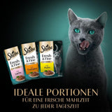 Sheba Porcja W saszetkach Mokra karma dla kotów, opakowanie zbiorcze Fresh & Fine w sosie z kurczakiem i łososiem MSC, 6x6x50g - Drobne posiłki dla kotów w sosie