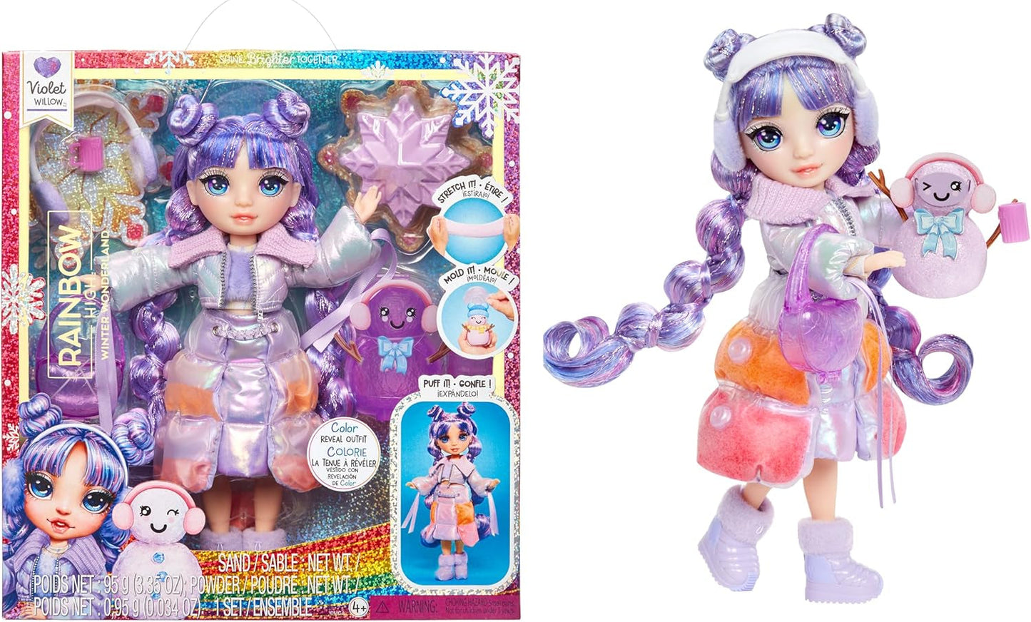 Rainbow High Winter Wonderland - Skyler (niebieski) - 28 cm ukryta magia gromadząca wodę lalka śnieżna z zestawem bałwana, odpowiednia dla dzieci w wieku 4-12 lat i lalek kolekcjonerskich Naty Shop fioletowy (fioletowy)