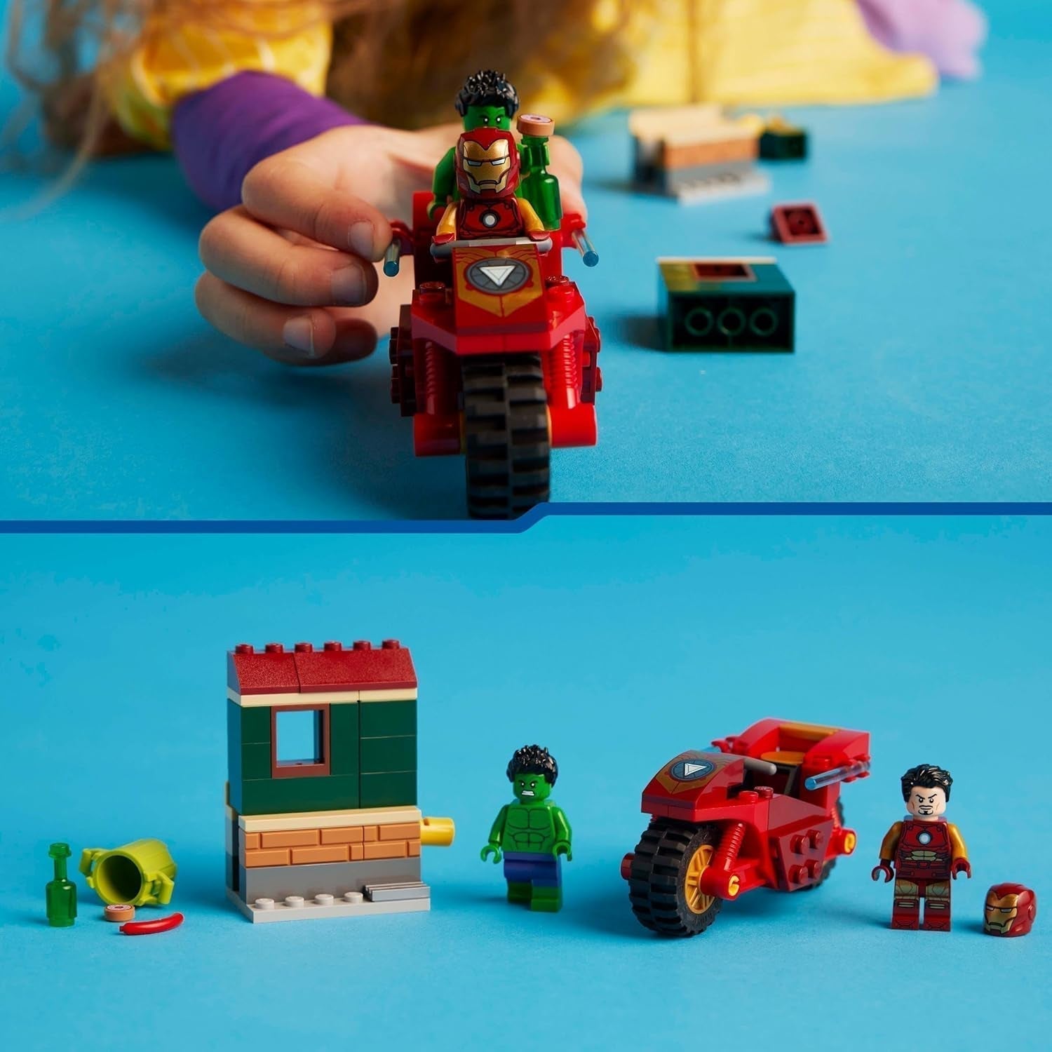 LEGO Marvel Iron Man z rowerem i Hulkiem, zabawka do budowania superbohatera dla dzieci, zestaw kolekcjonerski z rowerem i minifigurkami, prezent dla dziewcząt i chłopców w wieku 4 lat 76287 Zestawy do budowania Kup w sklepie LEGO