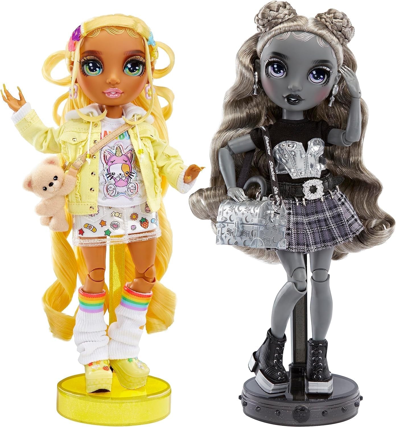 Edycja specjalna Rainbow High Shadow High – Madison Twins Sunny and Luna – 2 modne lalki w żółtych i szarych strojach od projektantów, mieszaj i dopasowuj z akcesoriami – dla kolekcjonerów i dzieci w wieku 4–12 lat