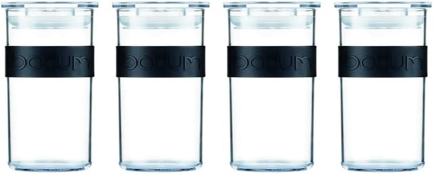 Słoiki do przechowywania BODUM PRESSO, tworzywo sztuczne, czarne, 4 x 0,25 l, 3 x 0,6 l, 3 x 1 l, 2 x 2 l Pudełka do przechowywania żywności Naty Shop Czarne 0,25 L