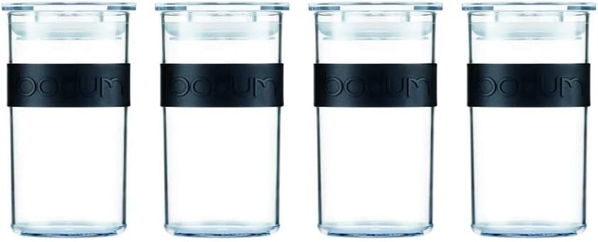 Słoiki do przechowywania BODUM PRESSO, tworzywo sztuczne, czarne, 4 x 0,25 l, 3 x 0,6 l, 3 x 1 l, 2 x 2 l Pudełka do przechowywania żywności Naty Shop Czarne 0,25 L