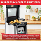 Frytownica Tefal FR600D Clear Duo, smażenie z mniejszą ilością dymu i zapachów, pojemność 1,2 kg, termostat, timer, duże okienko bez mgły Sprzęt AGD Naty Shop