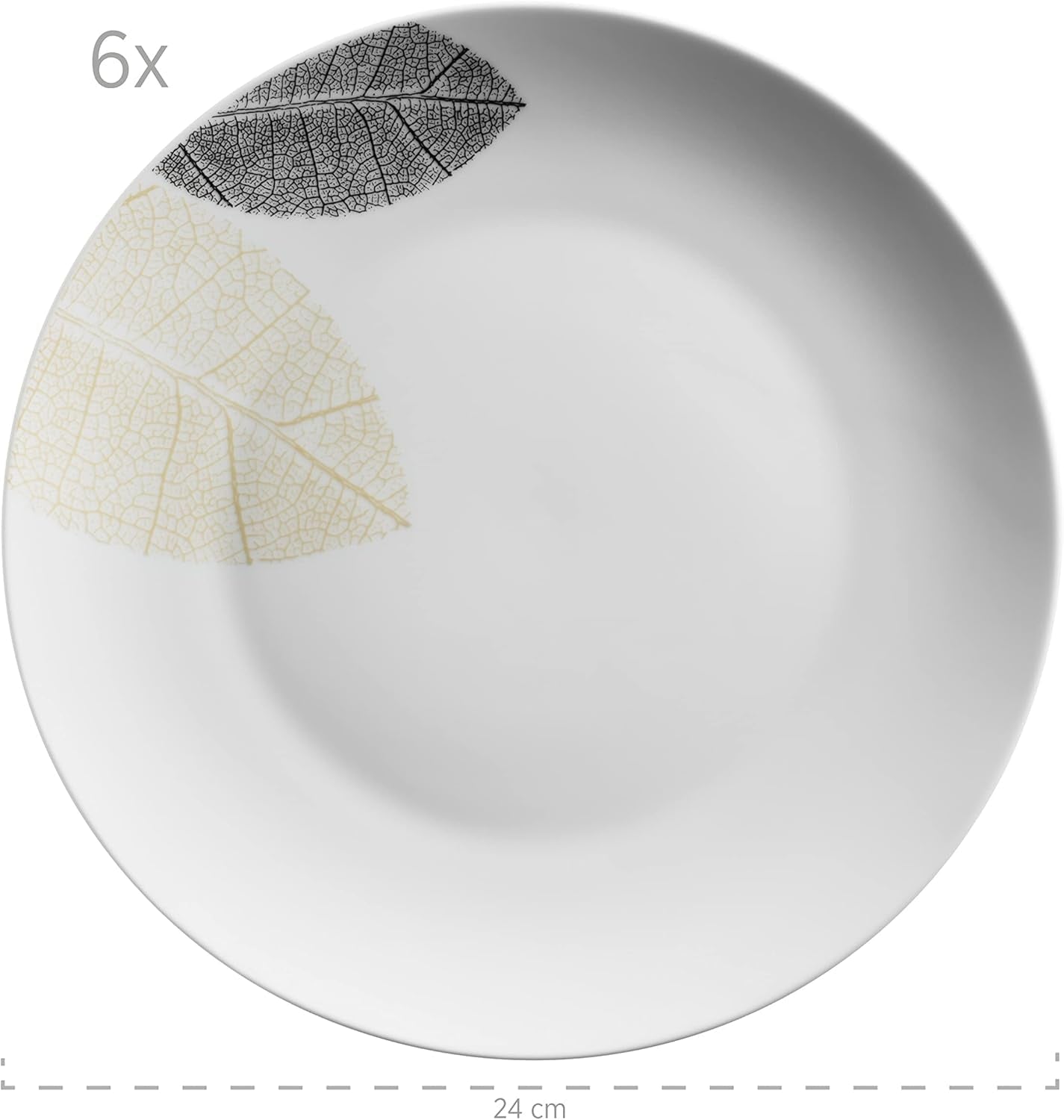 MĘSER 931215 Pięknie zdobiony zestaw zastawy stołowej dla 6 osób, łączony serwis 30 sztuk, o kształtach bezramowych, porcelana, biały