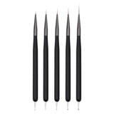 Nagelkunst-Pinsel, 5 Stück, Nailart-Pinsel, Punktierstift-Werkzeuge, Malkunst-Design-Pinsel-Set Für Lange Linien, Dünne Detale, Feine Zeichnungsgrößen 7/9/11/15/22 Mm, Czarny