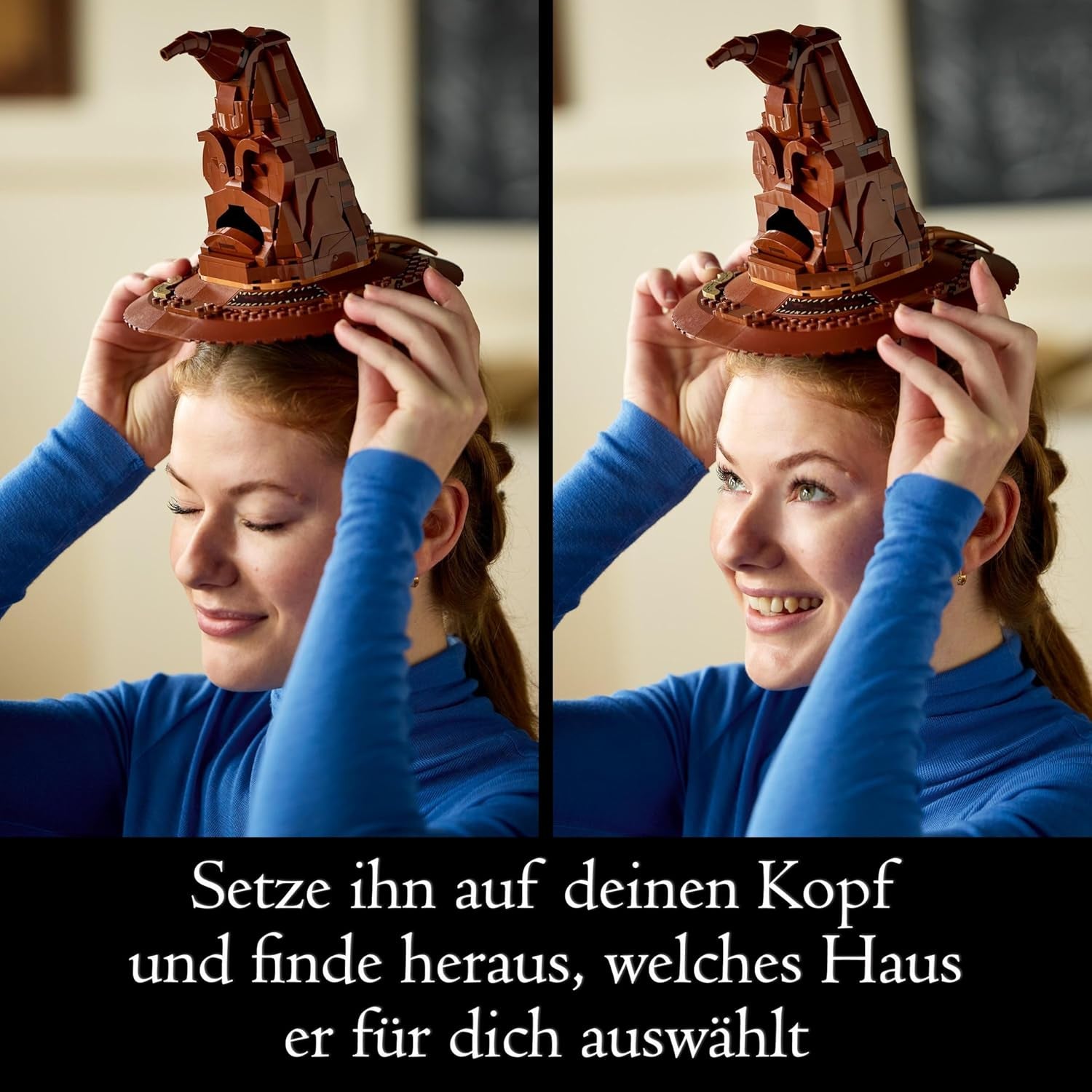 LEGO Harry Potter mówiący kapelusz Model Hogwartu Film dla dorosłych Prezent dla kobiet Mężczyźni Mama Tata Z 31 losowymi kombinacjami dźwięków Wprowadza Cię do Twojego domu w Hogwarcie 76429 Zestawy do budowania Besuche den LEGO-Store