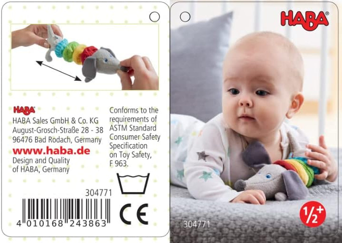 HABA 304771 - Grzechotka figurka jamnika, materiałowa zabawka dla dziecka z grzechotką, zabawka od 6 miesiąca. Toys Bebe Naty Shop