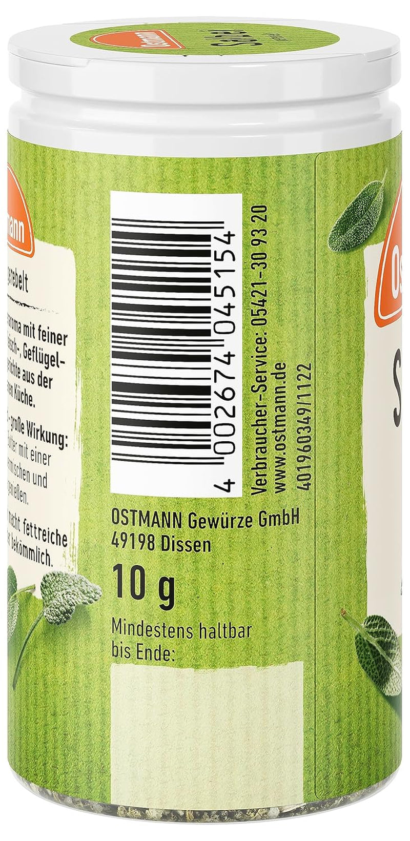 Ostmann Gewürze - Szałwia gerebelt | Würziges Kräuteraroma für Fleisch- und Gemüsegerichte | 10 g w dawce