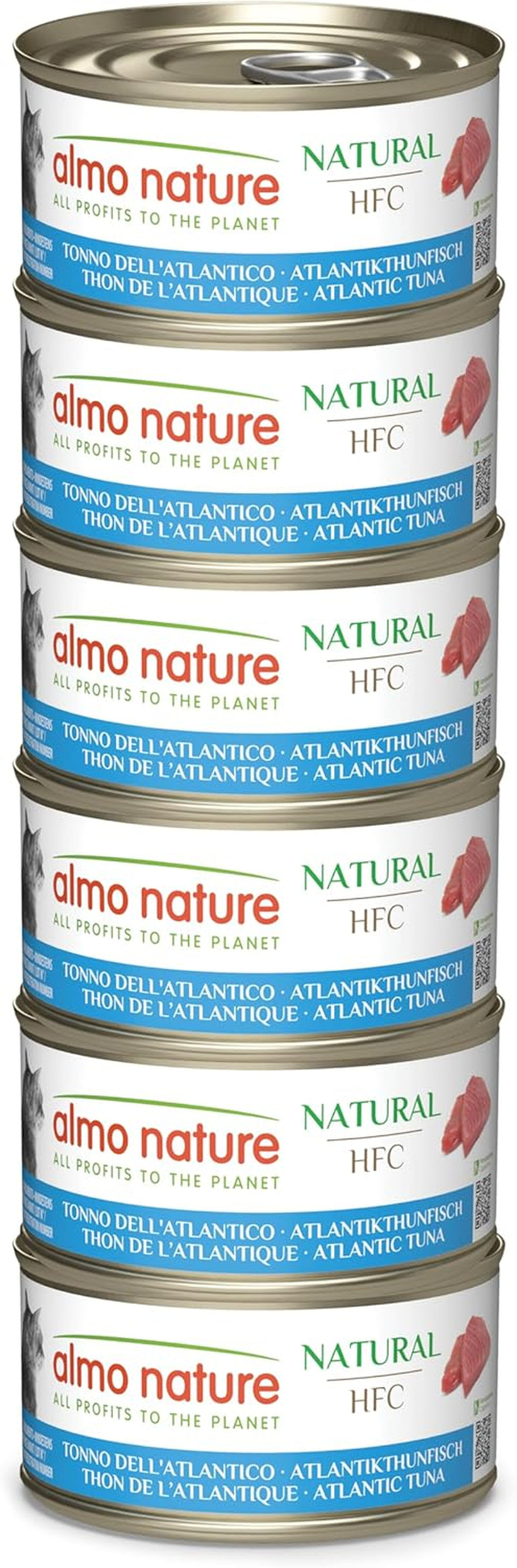 Almo Nature HFC Natural - Mokra karma dla dorosłych kotów - Tuńczyk atlantycki - Jakość ludzka, bezglutenowa i monoproteinowa - 6 x 70g