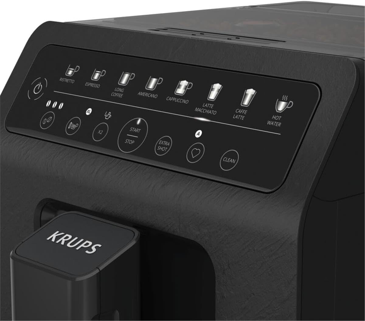 Krups EA897B Evidence Automatyczny ekspres do kawy ECOdesign, automatyczna funkcja espresso i cappuccino, technologia Quattro Force, kubki do mleka uruchamiane jednym dotknięciem, 8 ustawień wstępnych, system mleka, 1450W
