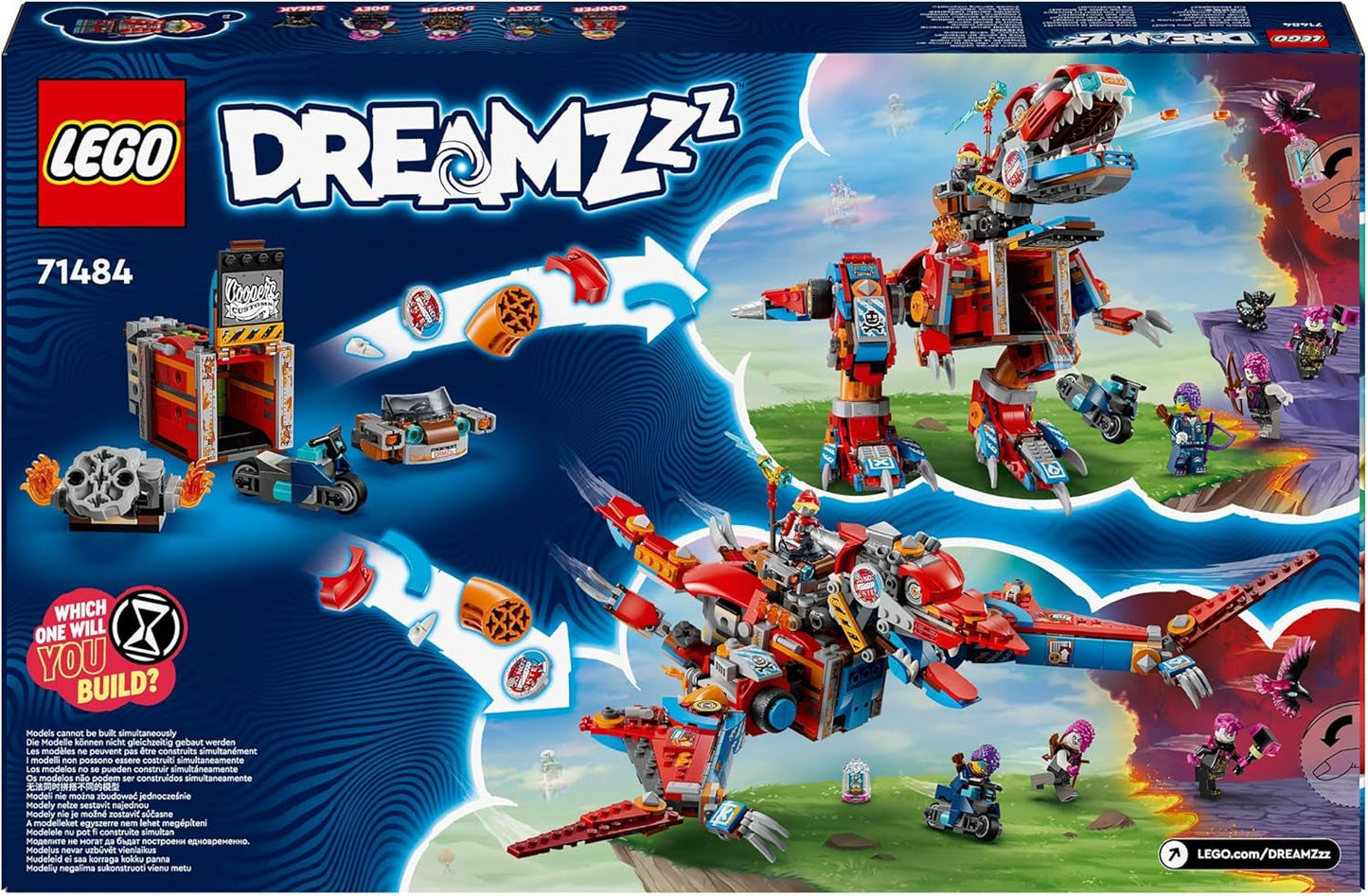 LEGO Dreamzzz 2-w-1 Coopers Dino-Mech C-Rex Zabawka Pterodaktyl T.Rex Figurka dla chłopców i dziewcząt Kreatywny zestaw zabawek przygodowych Prezent dla dzieci w wieku 9 lat 71484 Zestawy do budowania Beuche den LEGO-Store
