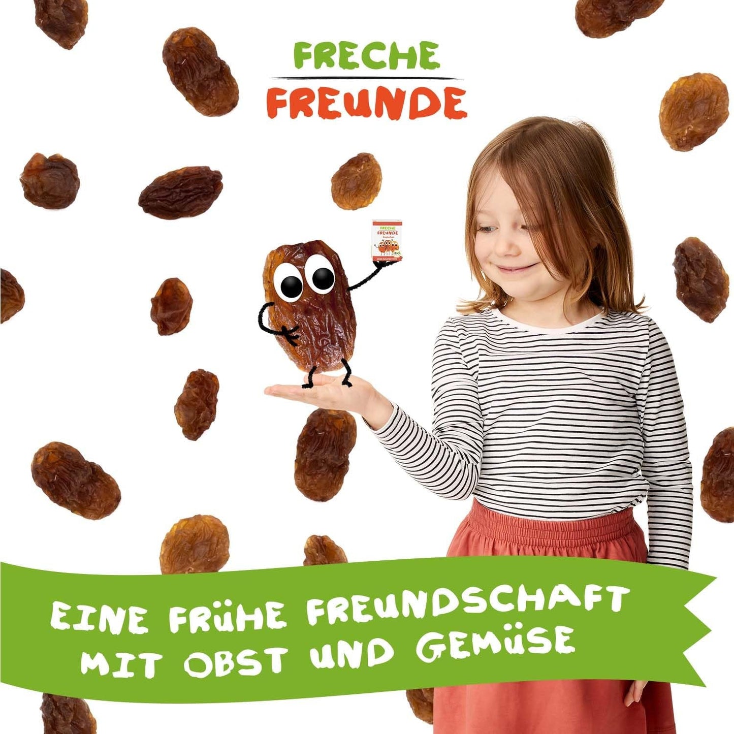 FRECHE FREUNDE Organiczne rodzynki, Trockenfrüchte ohne Zucker, ohne Zusatzstoffe, ungeschwefelt, in kleinen Snackboxen, Sultaninen für Kinder, opakowanie 20er, 20 x (3x14g)