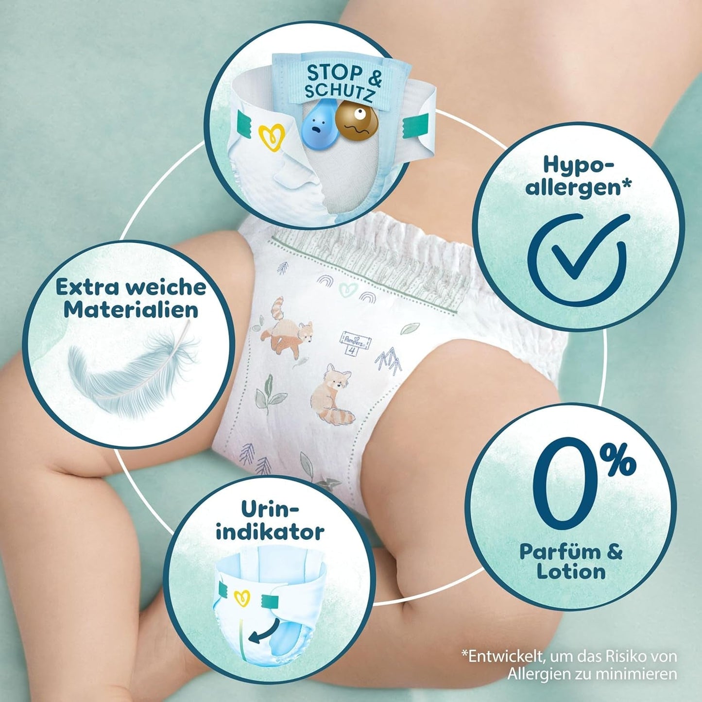 Pieluchy Pampers Harmony rozmiar 1, 180 pieluszek, 2kg-5kg, delikatna ochrona skóry dzięki 100% ochronie Pampers
