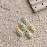 JMEOWIO 3D Nagelsticker Blumen Nail Art Naklejka Selbstklebend Nagelaufkleber 5D Stereoskopisch Sommer Frühling Blumen Dekoration Nageldesign Zubehör 4 Blatt